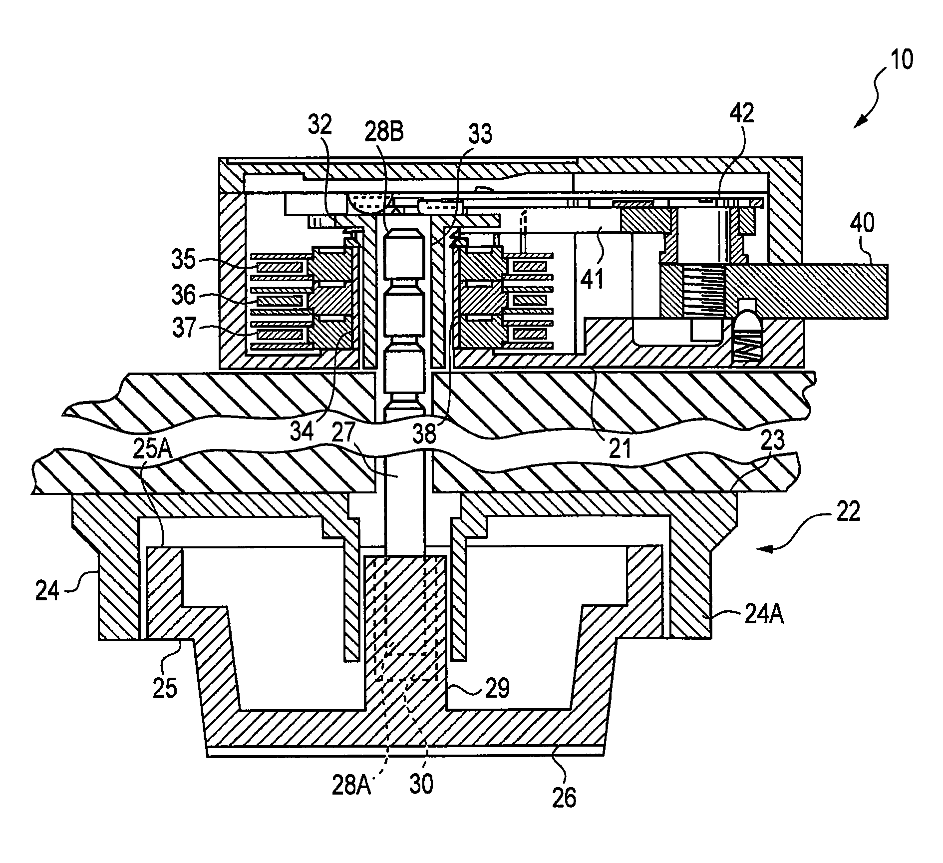 Spindle and method of orienting a spindle into a dial
