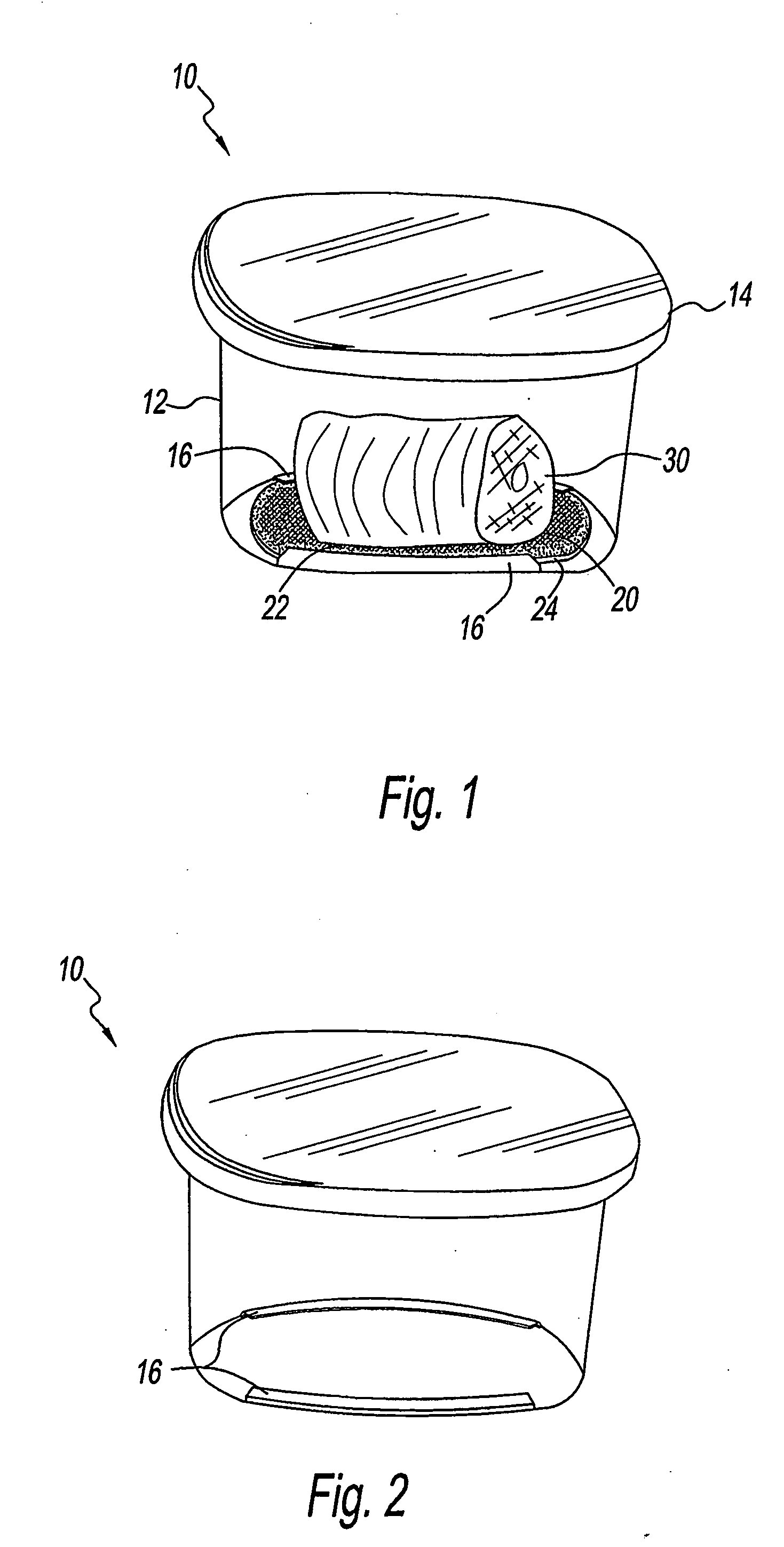Consumer food storage package with absorbent food pad
