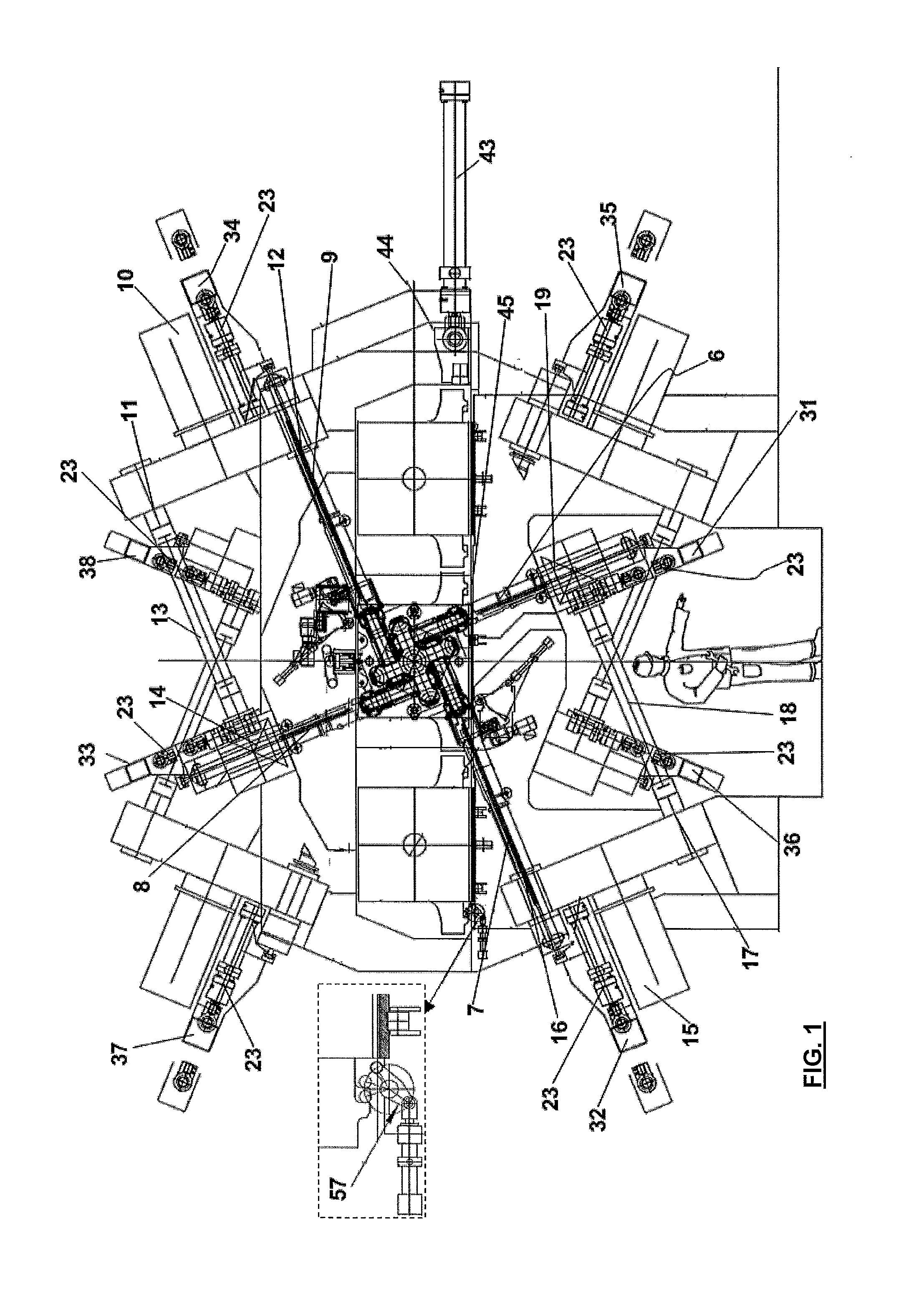 Multi-stand rolling mill of the longitudinal elongator kind for rod-shaped bodies, comprising four-rolls stands, and method for substituting the stands