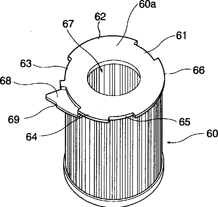 Filter installation device for vacuum cleaner