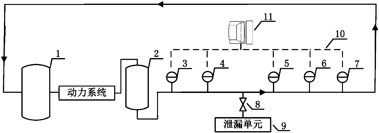 Experimental device and method for liquid phase pipeline leaking irregular holes equivalent to round holes