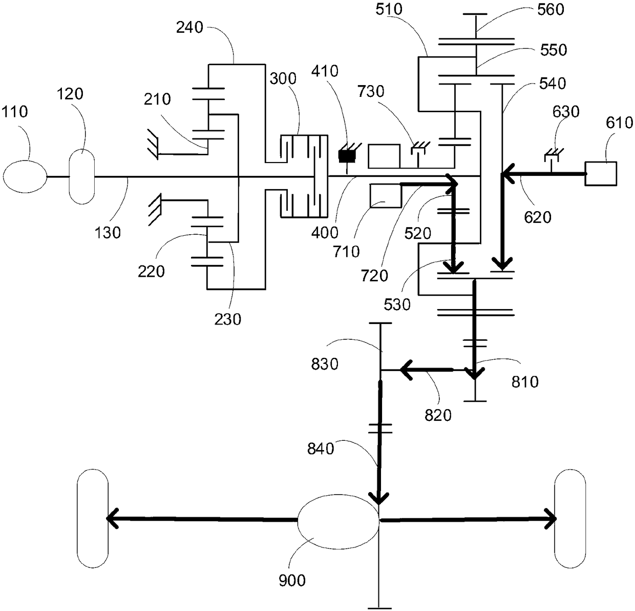 Double-planetary-line hybrid coupling mechanism and motor vehicle