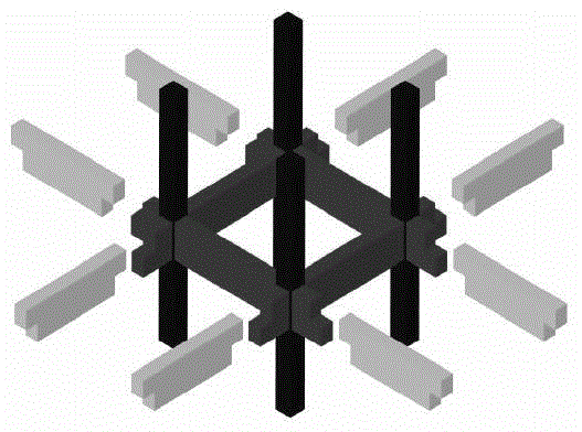 Building assembled with prefabricated space frame substructures and construction method thereof