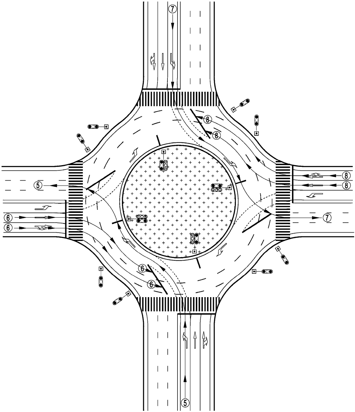 Vehicle passage system for roundabout, and passage control method thereof