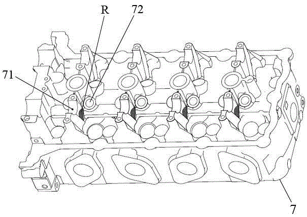 A checker for detecting the avoidance plane of the rocker arm movement of the special-shaped cavity of the cylinder head