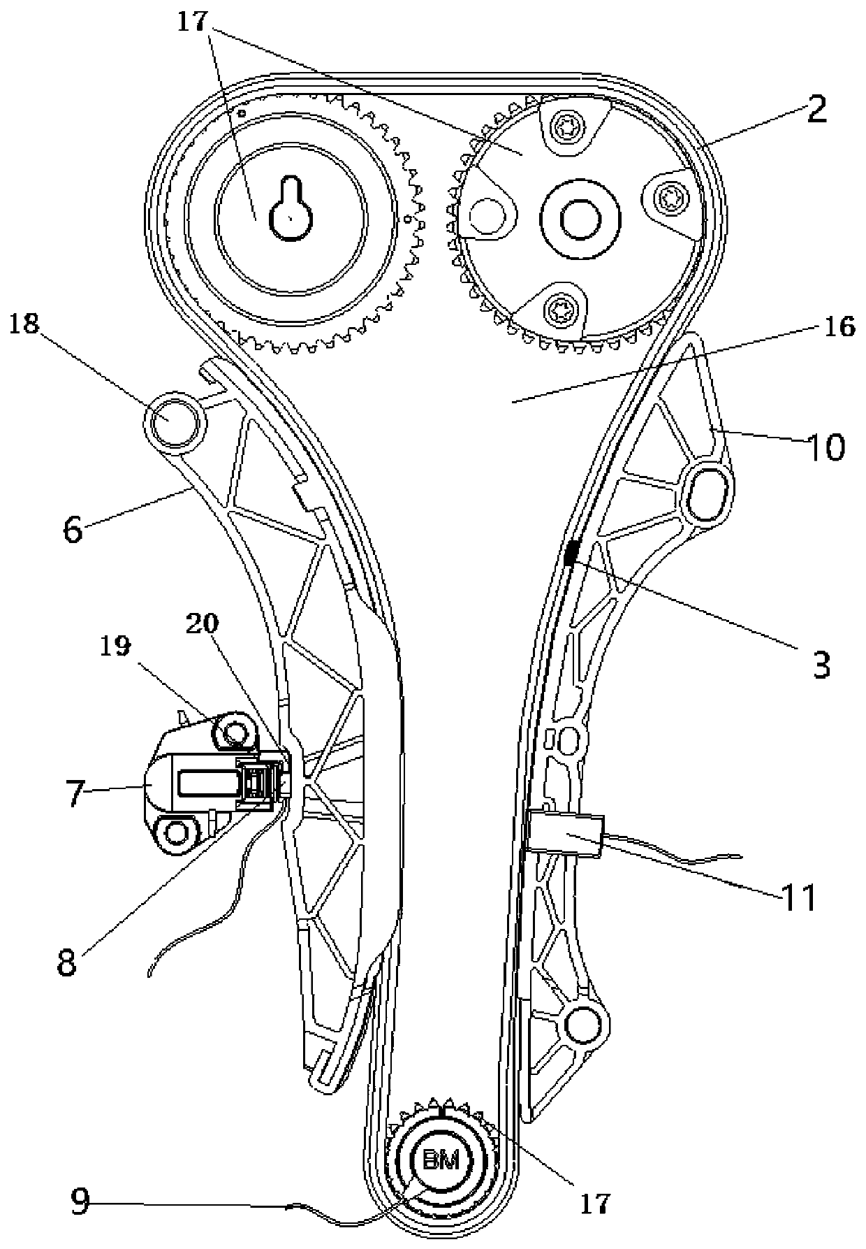 Engine timing chain tension testing device and method