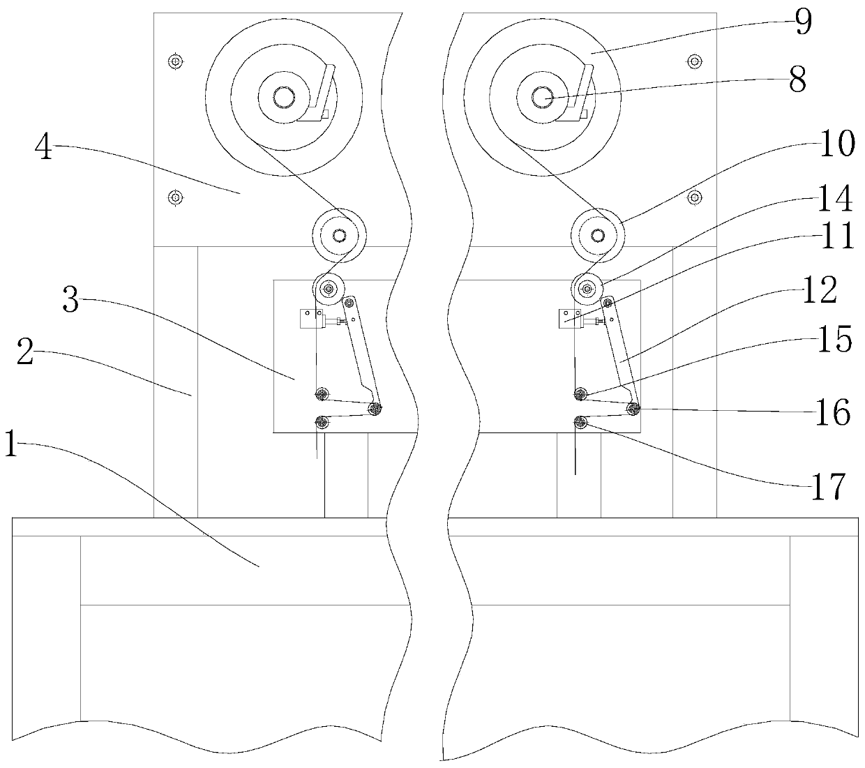 Tensioning device of frameless micro-coil winding machine