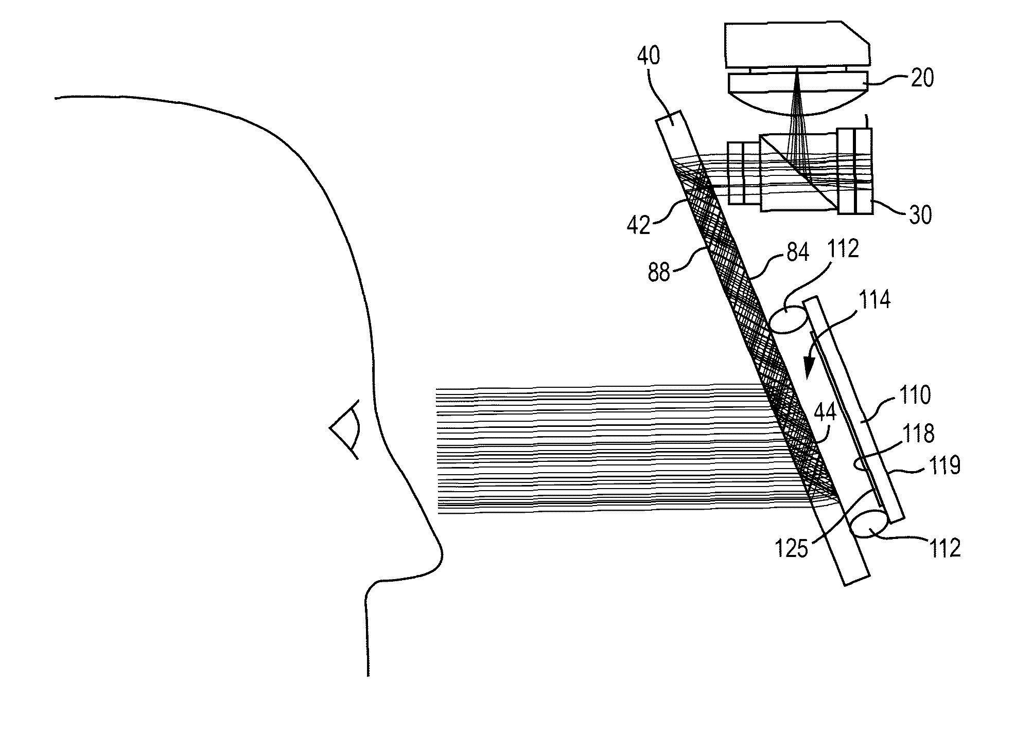 Reflector and cover glass for substrate guided HUD
