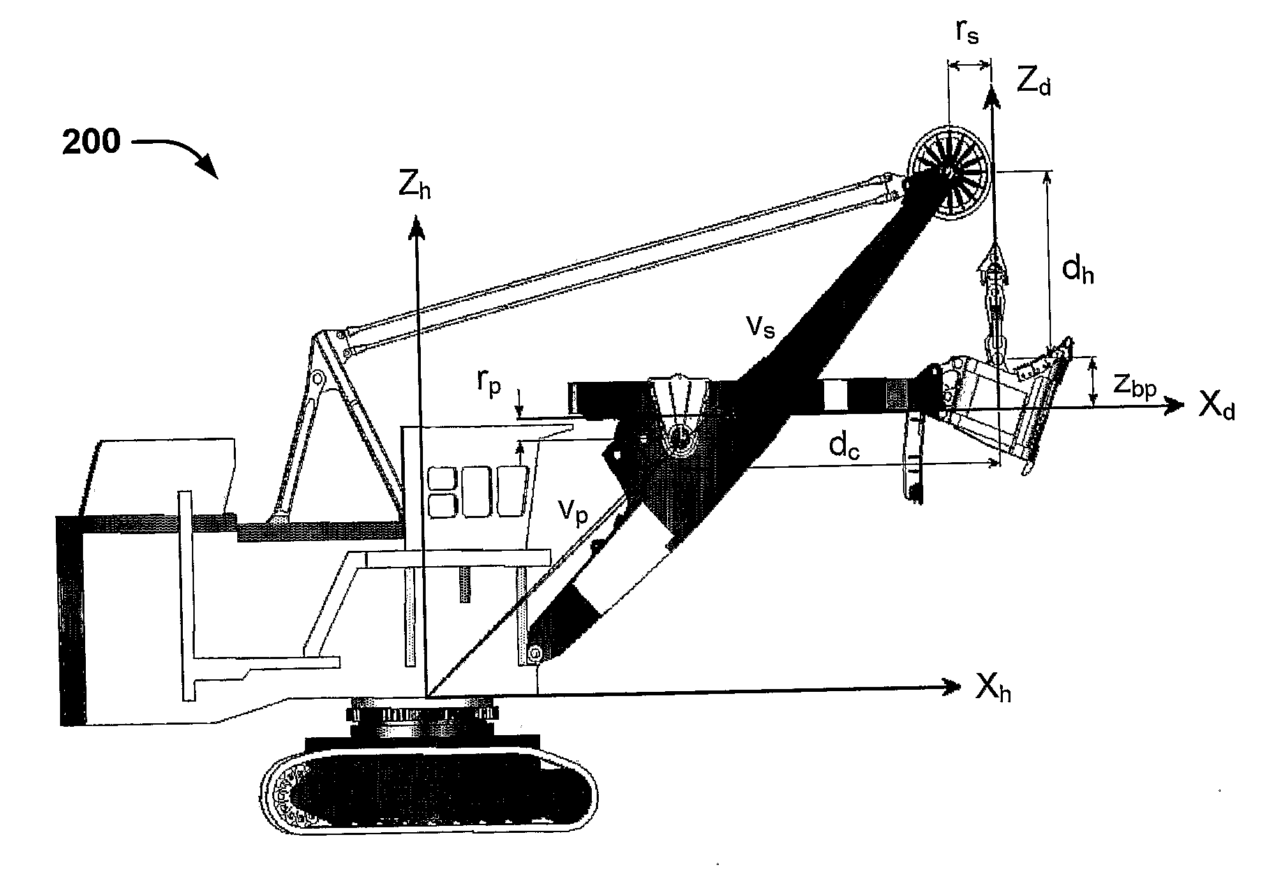 Method for position-calibration of a digging assembly for electric mining shovels