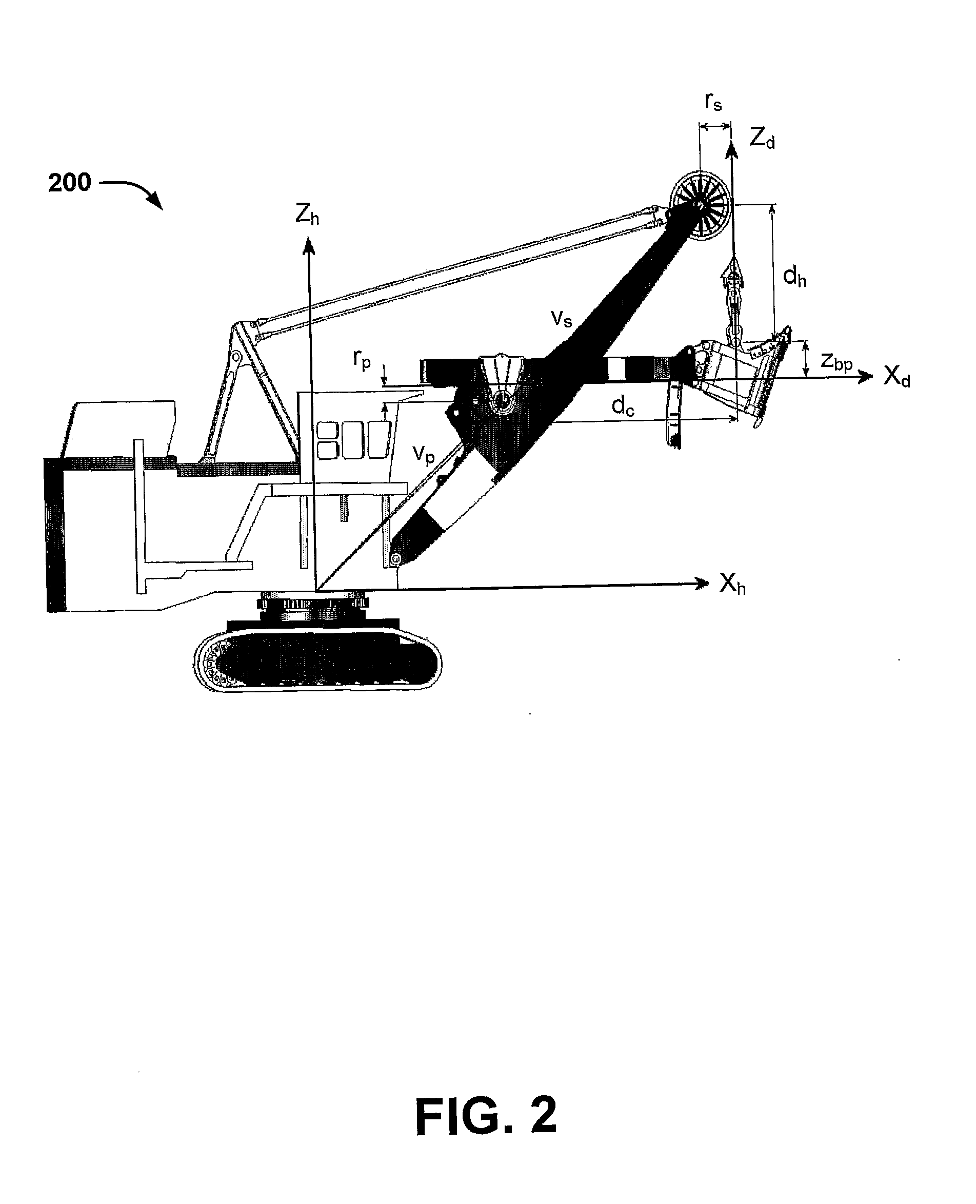 Method for position-calibration of a digging assembly for electric mining shovels