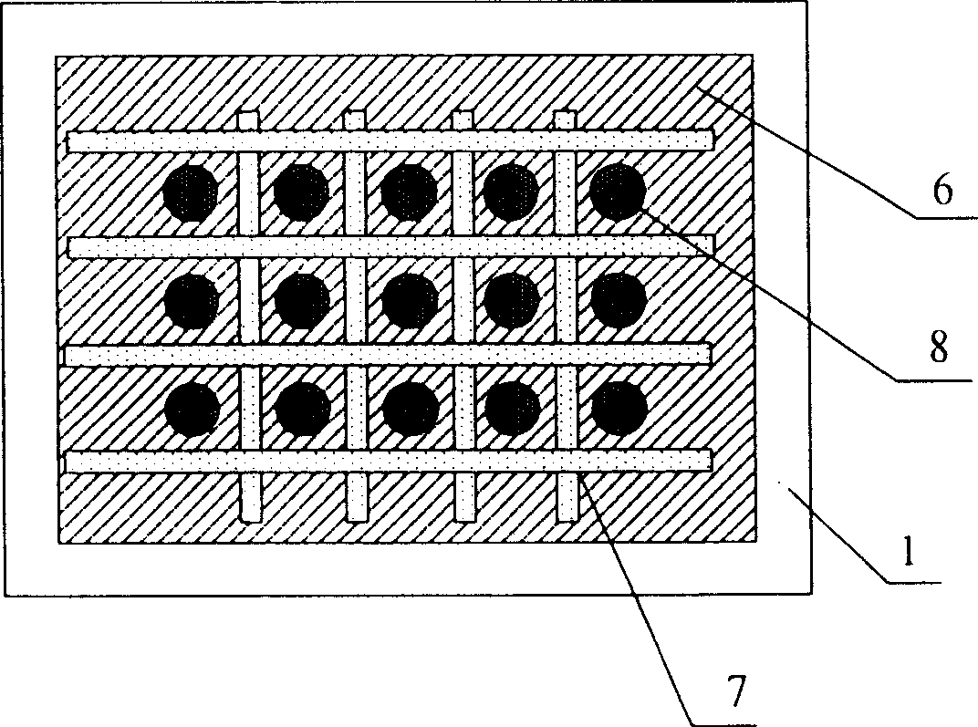 Planar display device with float-grid structure and its production