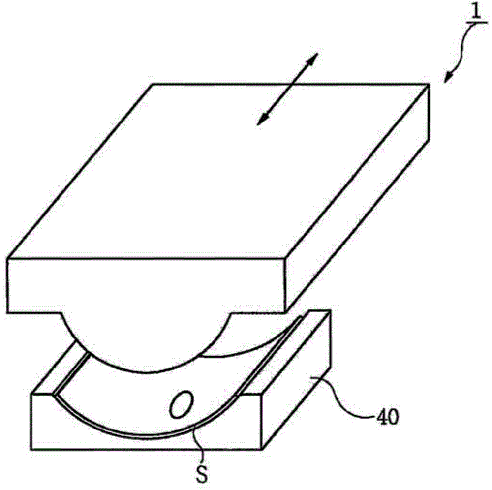 Apparatus for treating the surface of a curved material