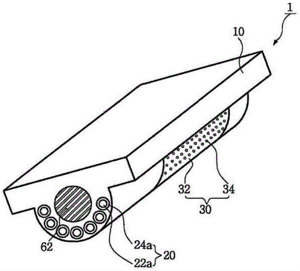 Apparatus for treating the surface of a curved material