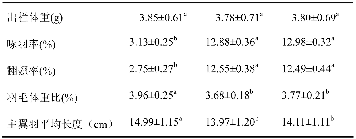 A compound feed additive for promoting the growth and development of meat goose feathers and its application method