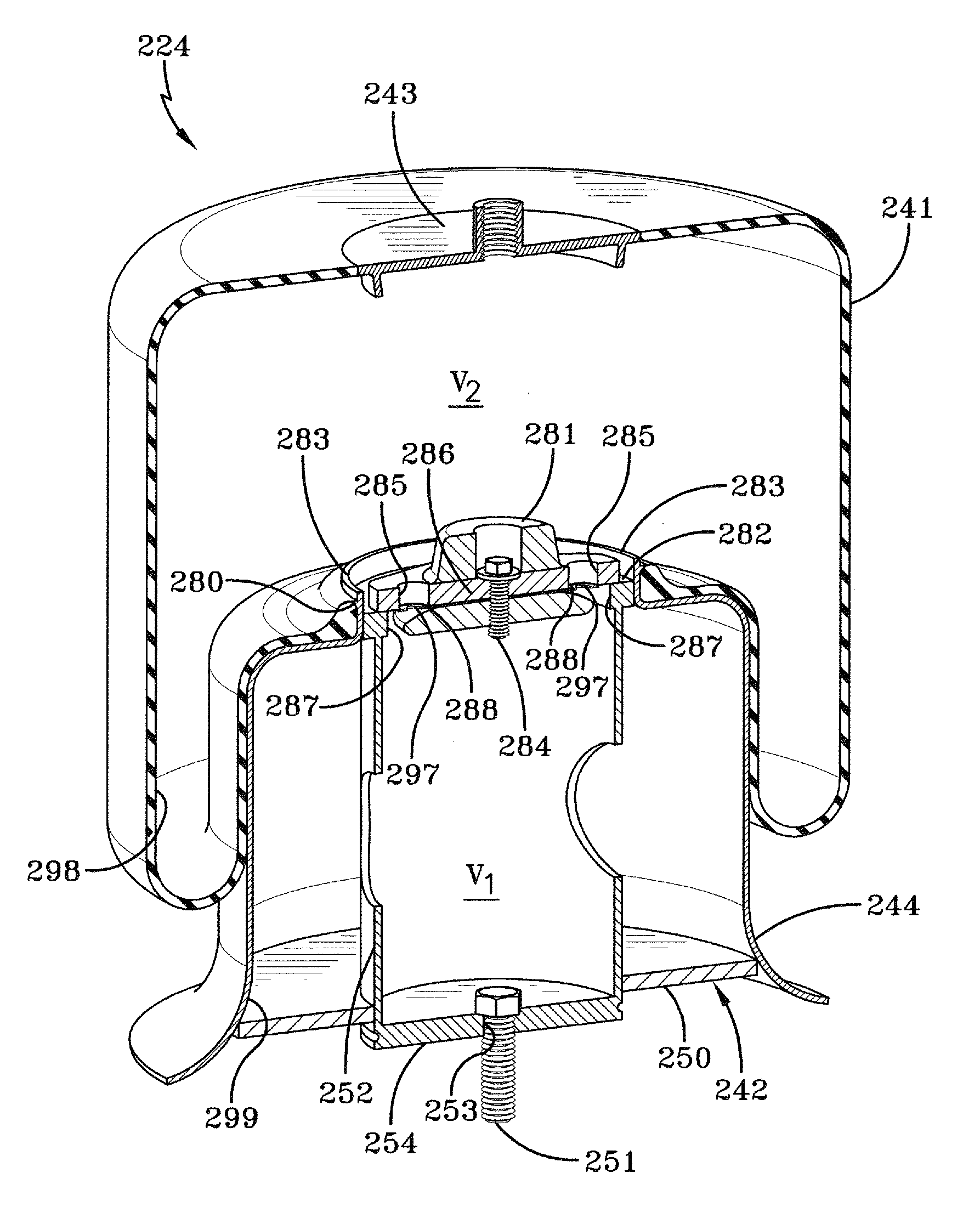Air spring for a heavy-duty vehicle with damping features