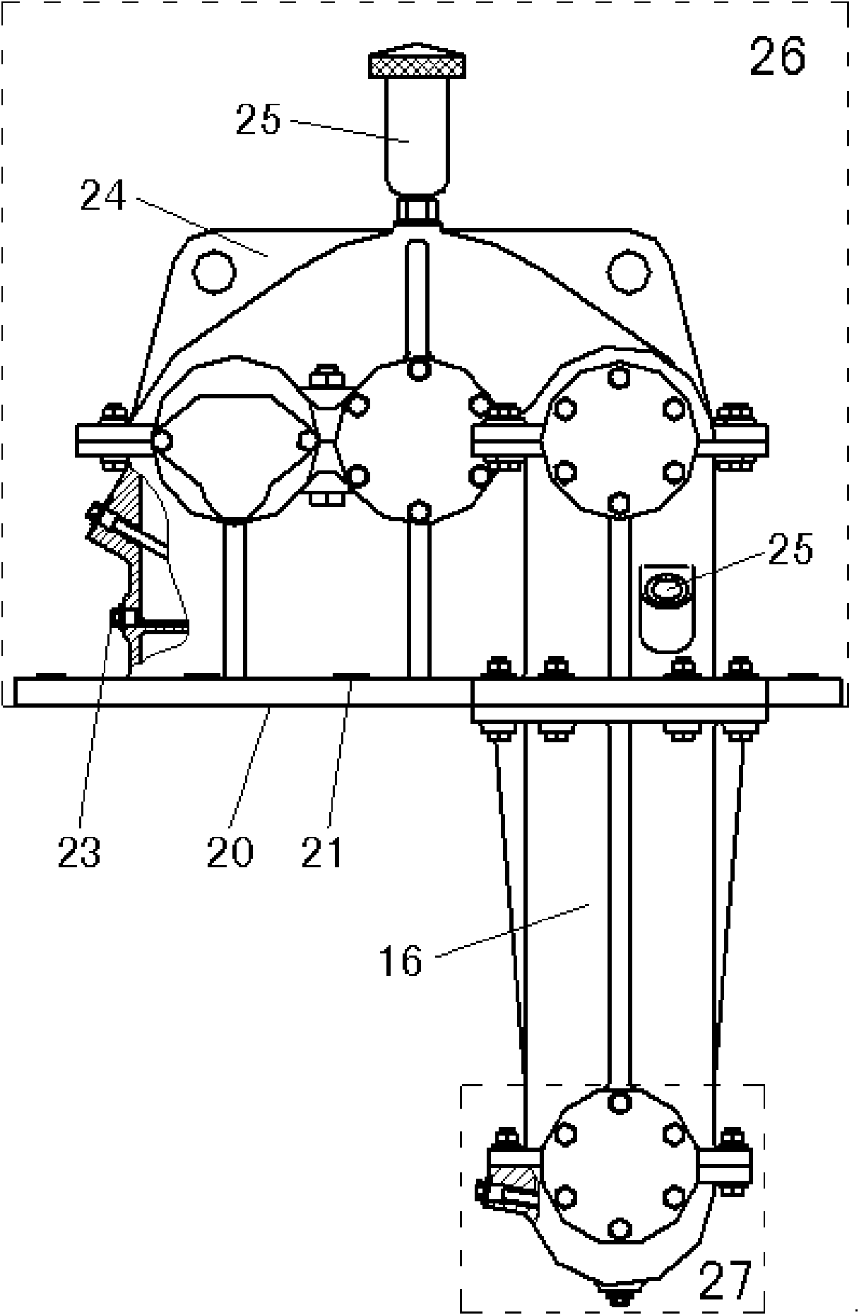 Power transmission method and device for engineering machinery
