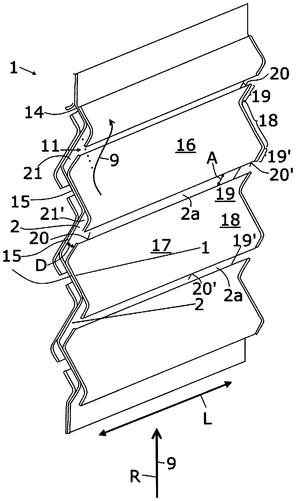 Separating system of a flue-gas desulfurization system of a ship