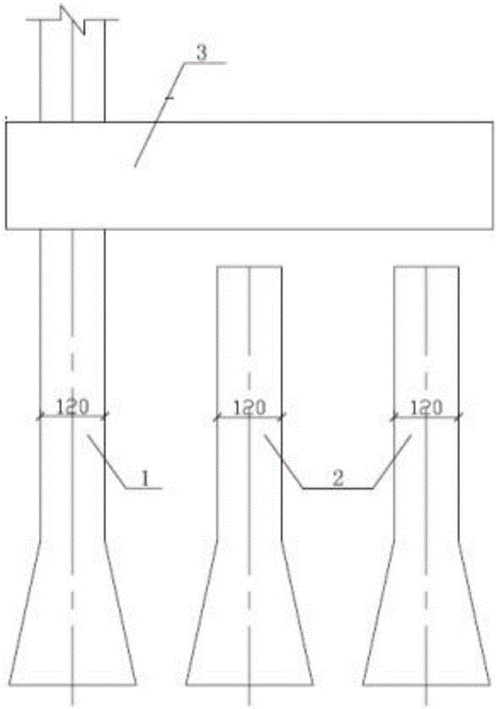 Connecting structure and method for foundation piles and bearing platform in pile foundation underpinning