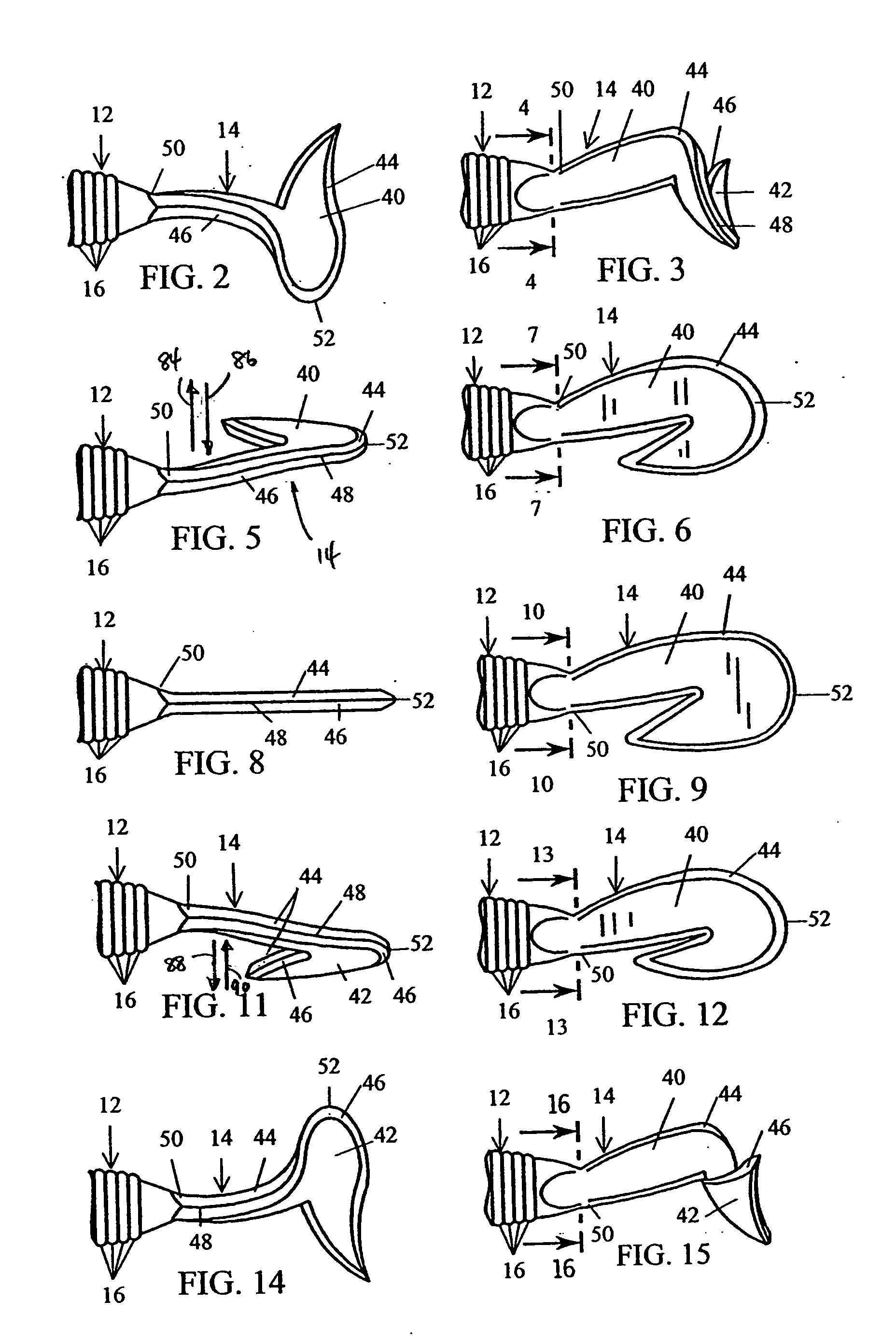 Tail configuration for an artificial fishing lure
