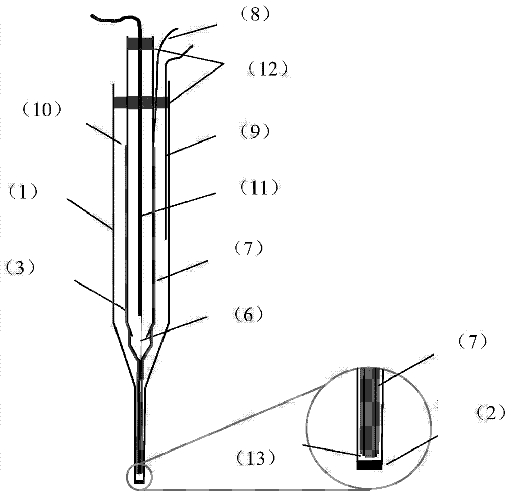 A kind of coaxial type composite oxygen microelectrode and preparation method thereof