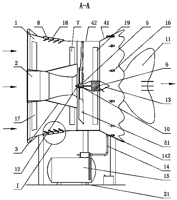 Straight-through type narrow-pipe wind collecting wind power generation system
