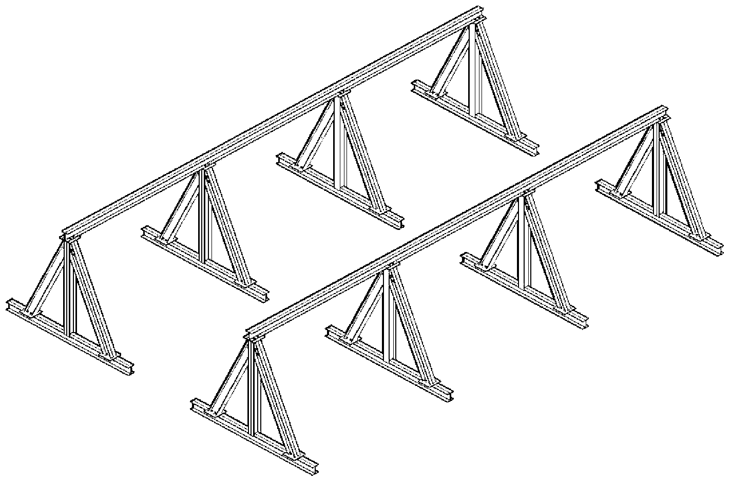 Detachable triangular scaffold and steel truss assembly construction method