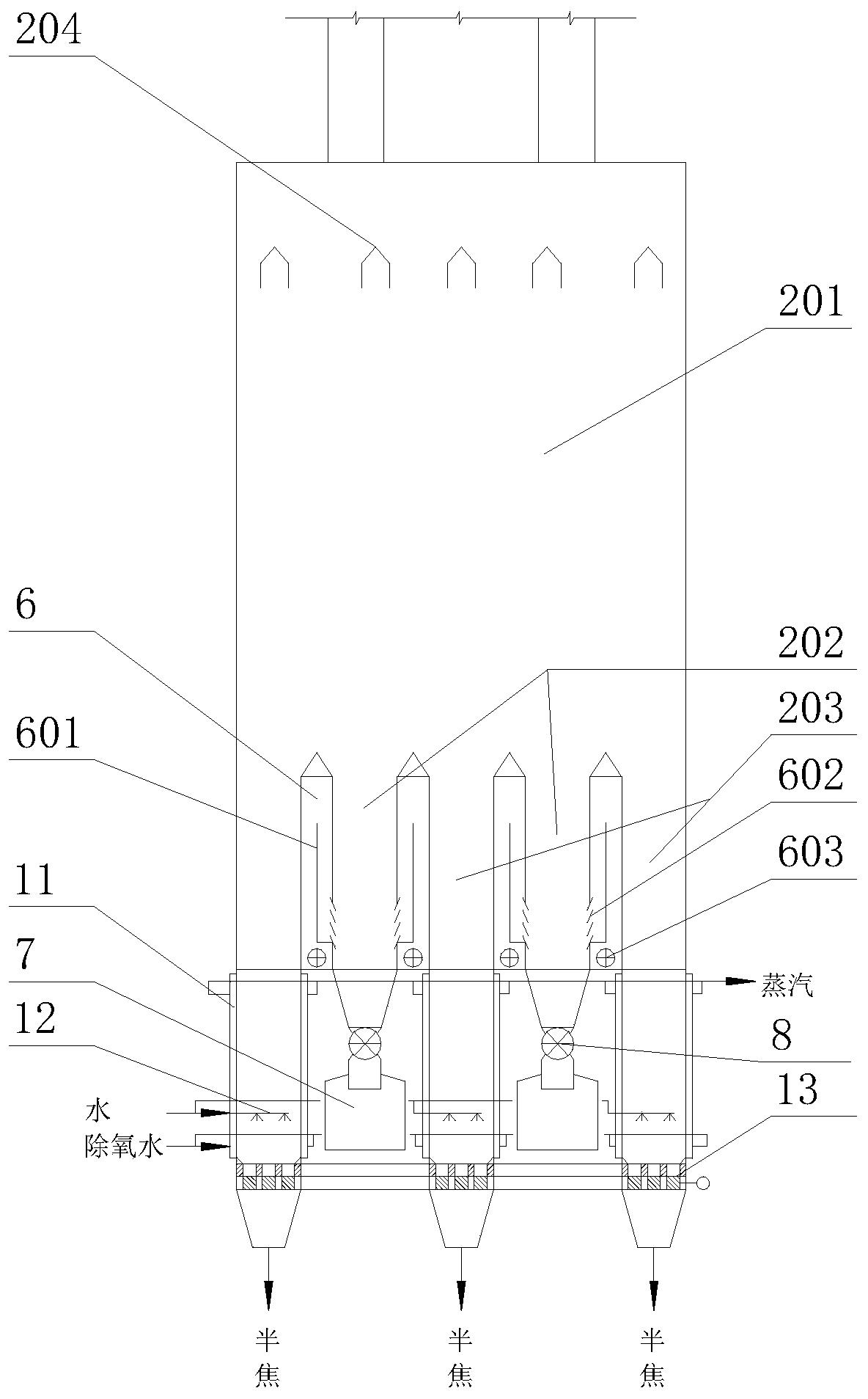 Integrated pyrolysis and gasification device for seed coal and integrated pyrolysis and gasification method for seed coal