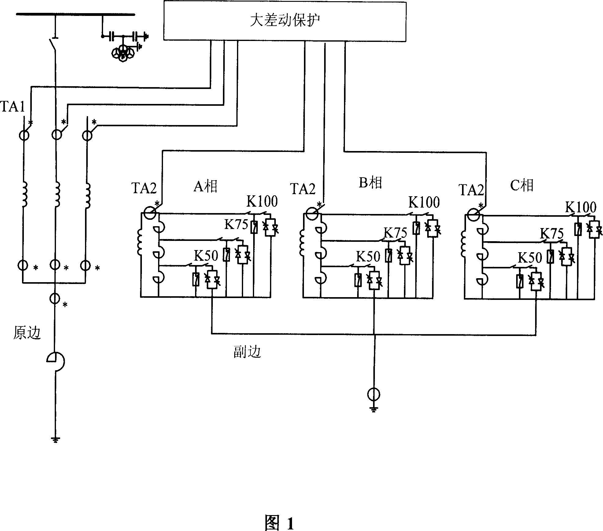 High-voltage ac. controllable parallel-connection reactor high-differential protection method