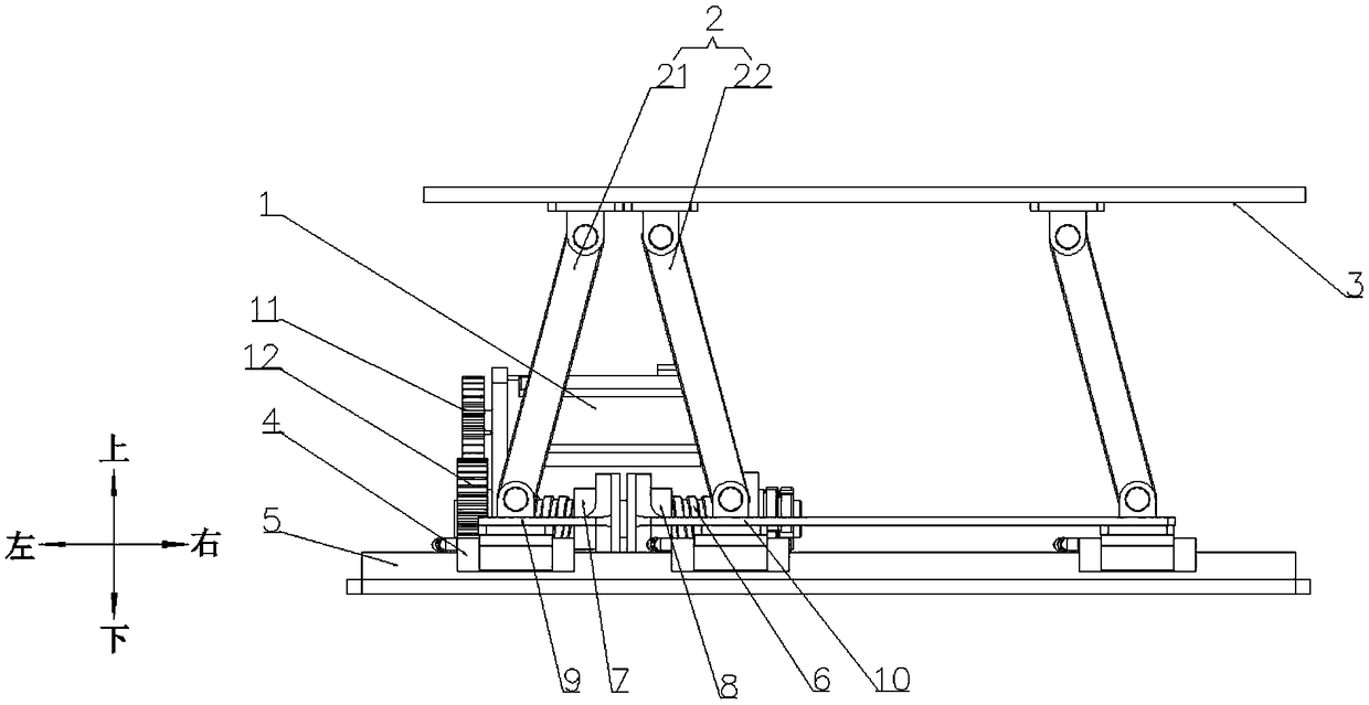 Connection rod type AGV lifting device