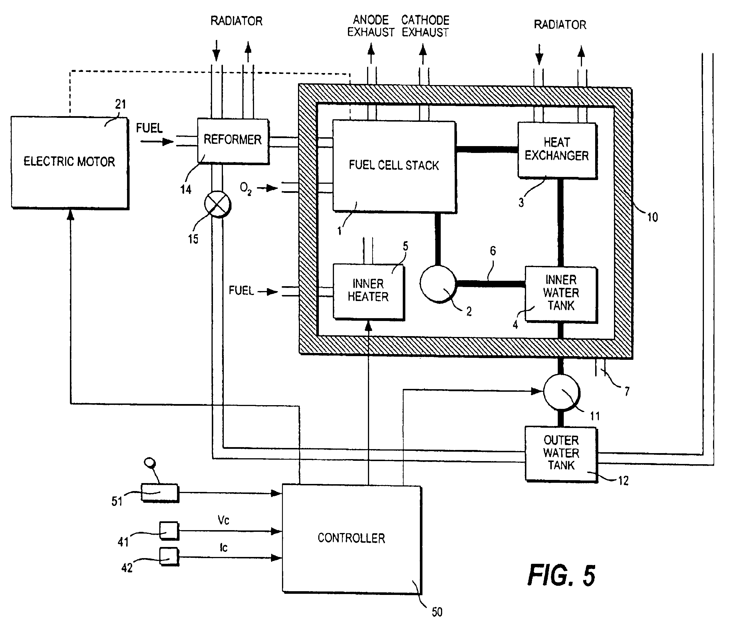 Fuel cell system, and method of protecting a fuel cell from freezing