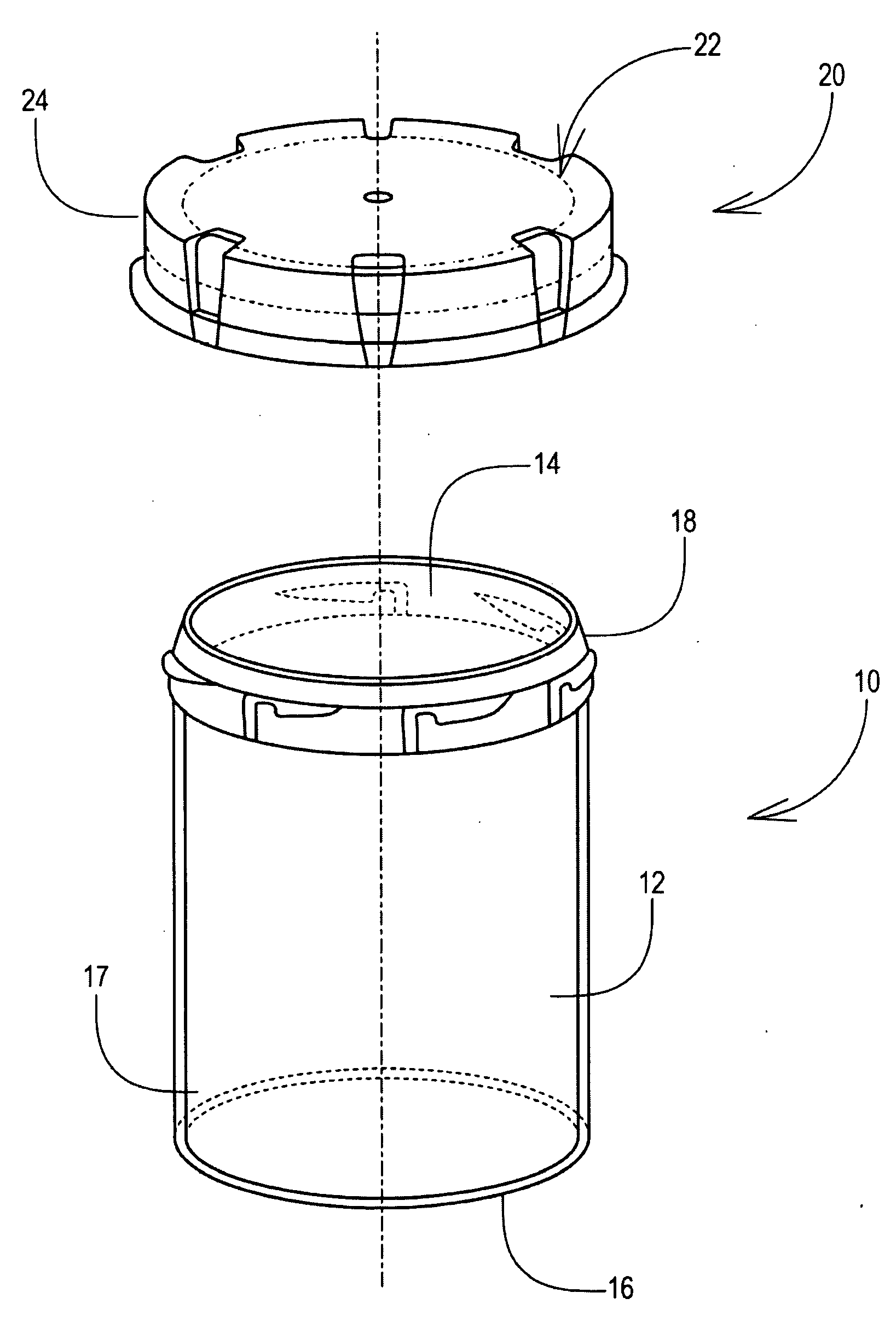 Pharmaceutical capsule container vial with window