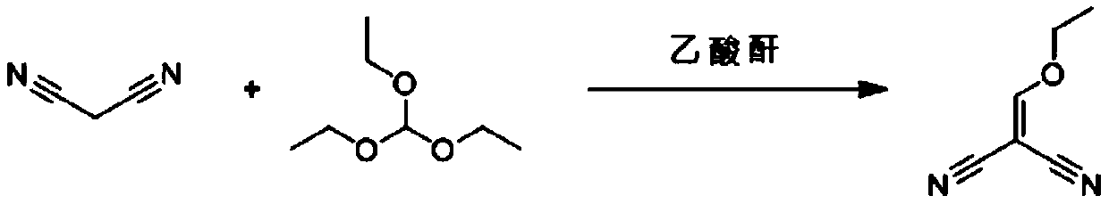 Continuous synthesis method of ethoxymethylene malononitrile