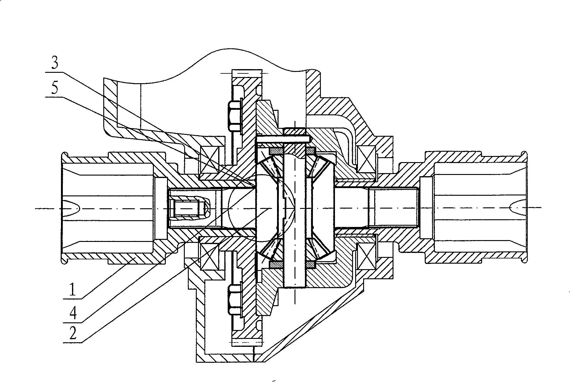 Rear axle axle sleeve and sealing structure between differential gear axle shaft gear