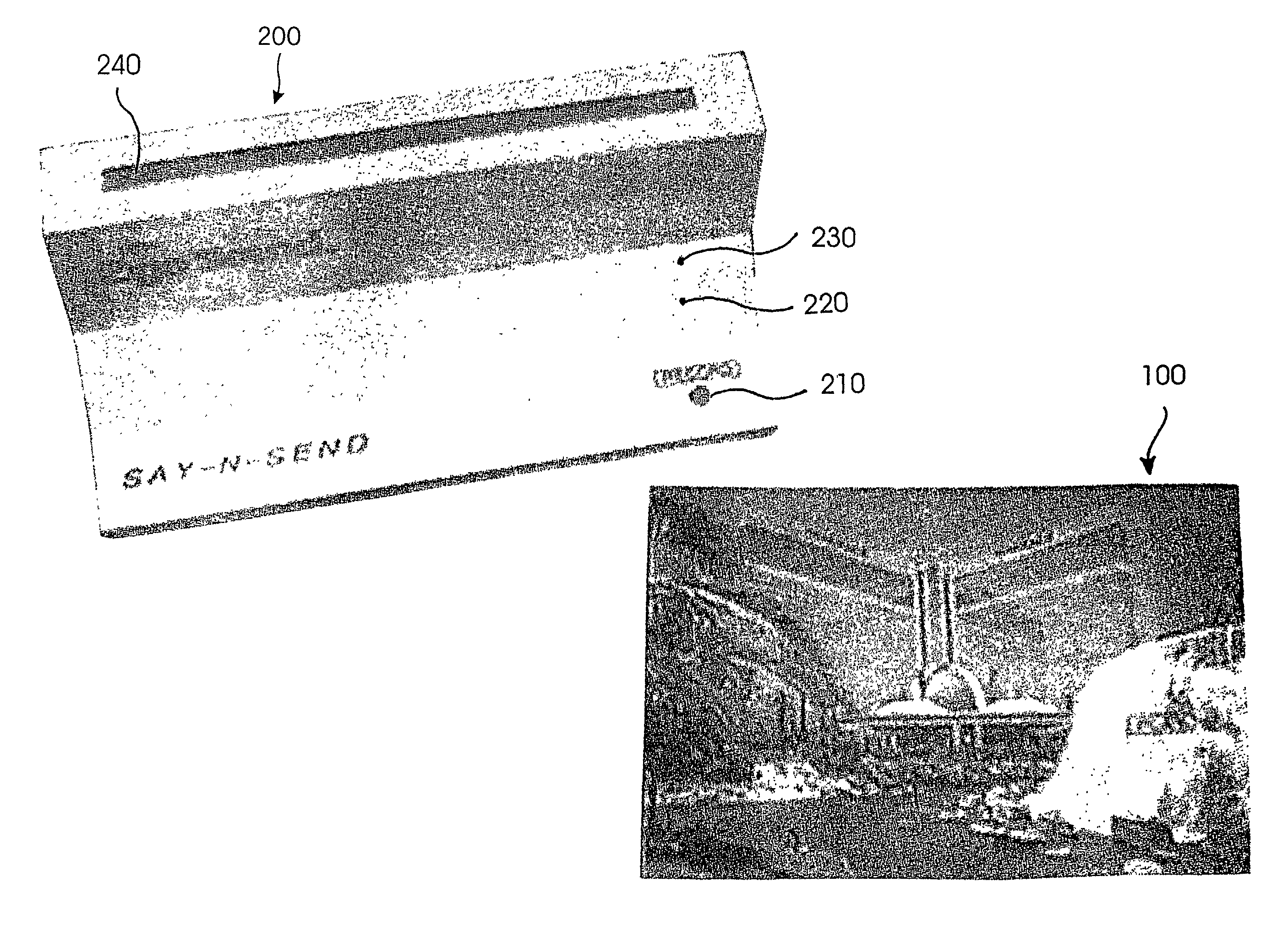 Technique and an apparatus for producing postcards having an audio message for playback by recipient