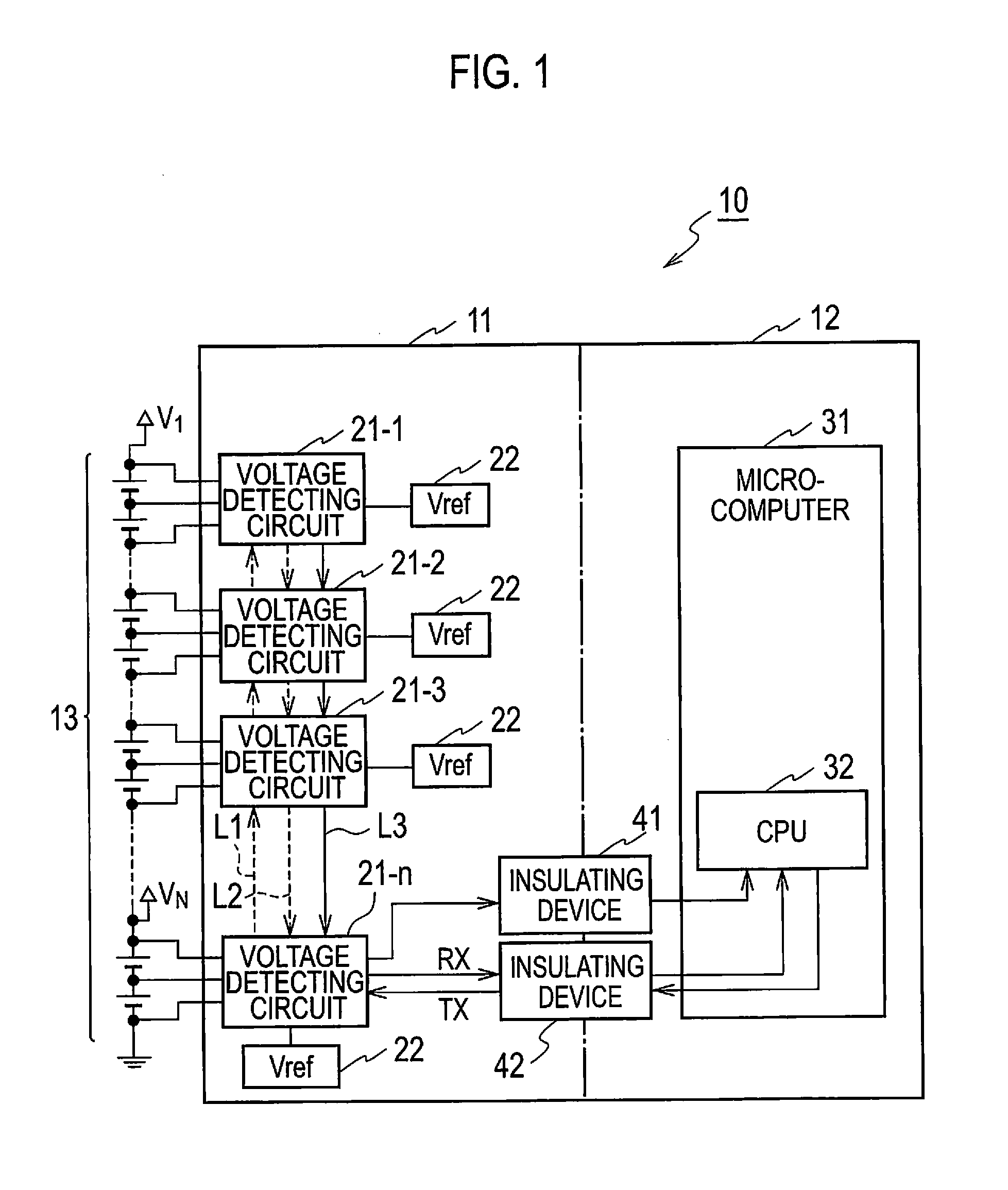 Voltage monitoring apparatus for plural battery