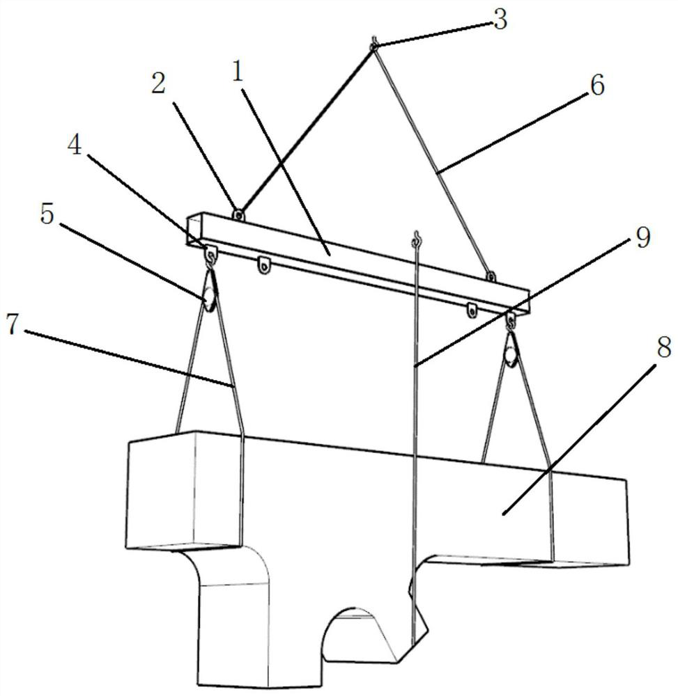 Method and assembly for turning over large bar under working condition of single gantry crane