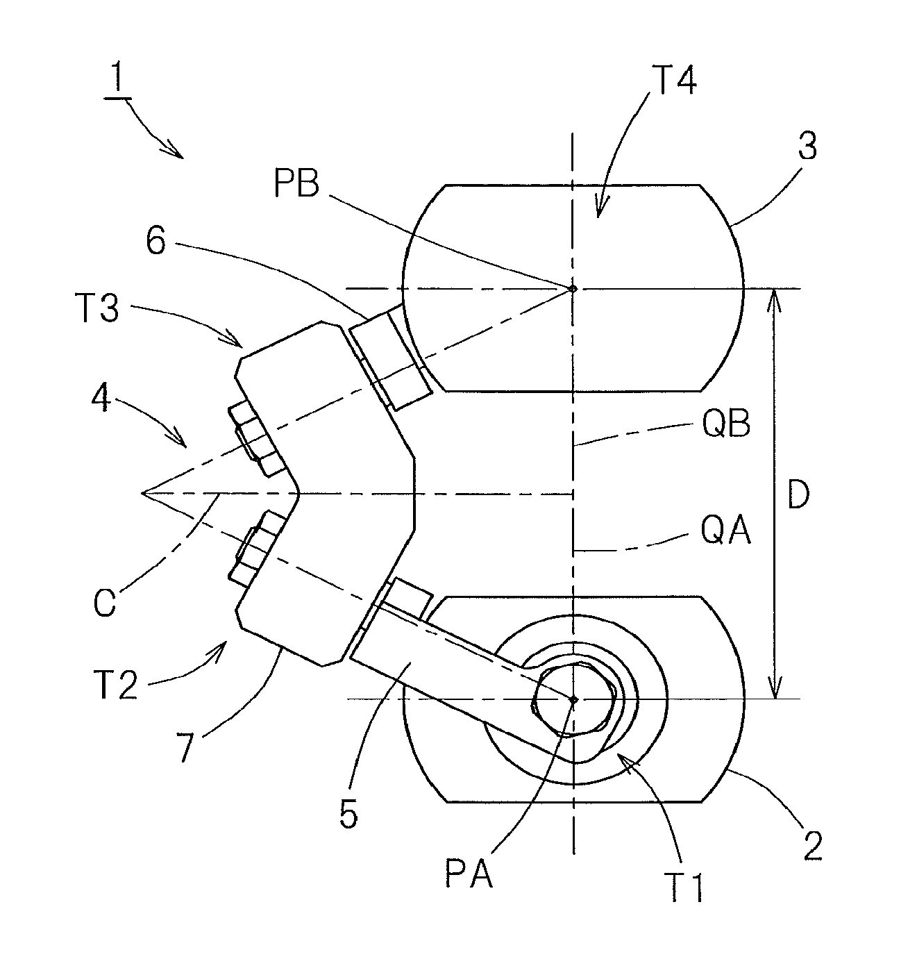 Parallel link mechanism, constant velocity universal joint, and link actuator