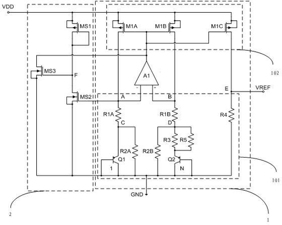 Low-voltage band-gap reference source generating circuit
