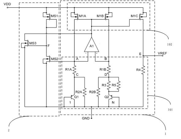 Low-voltage band-gap reference source generating circuit