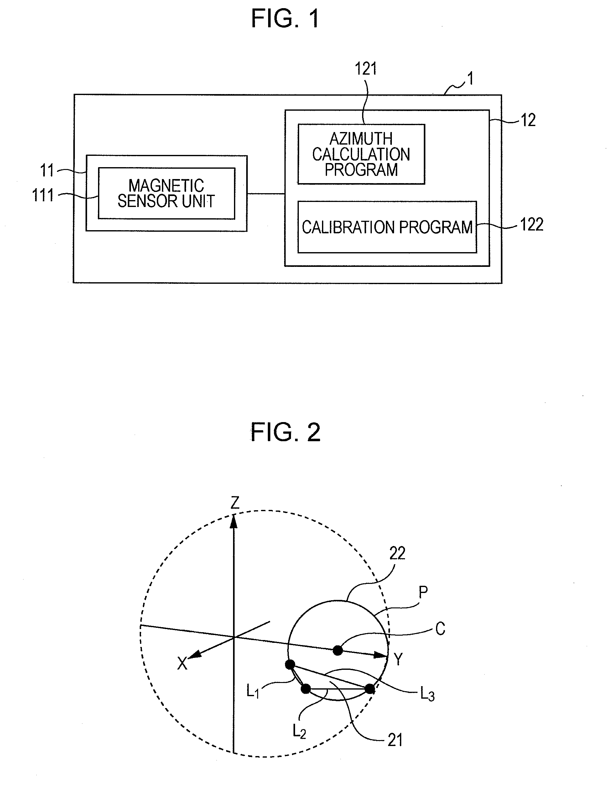 Azimuth calculation program and electronic compass