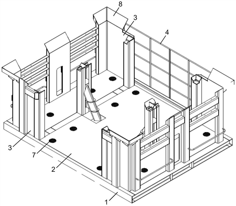 Lifting appliance switching platform for separated type upper frame double lifting appliances and container crane