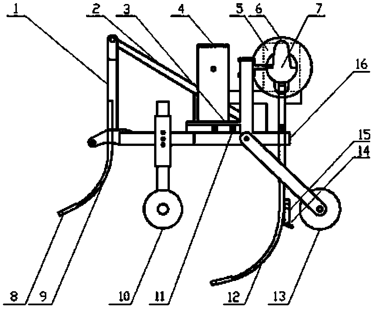 Alternate vibratory subsoiling and fertilizing all-in-one machine