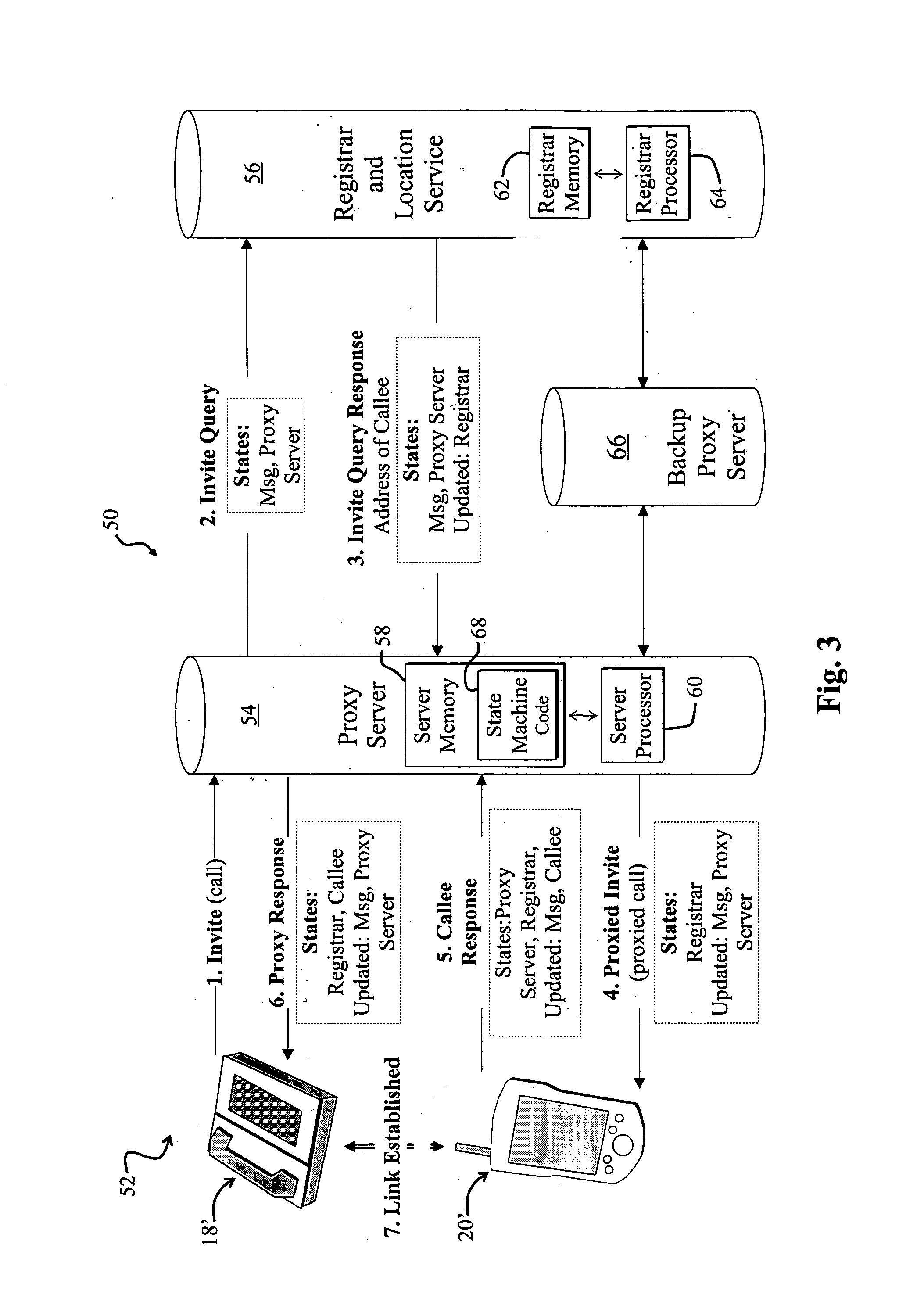 Transferring state information in a network