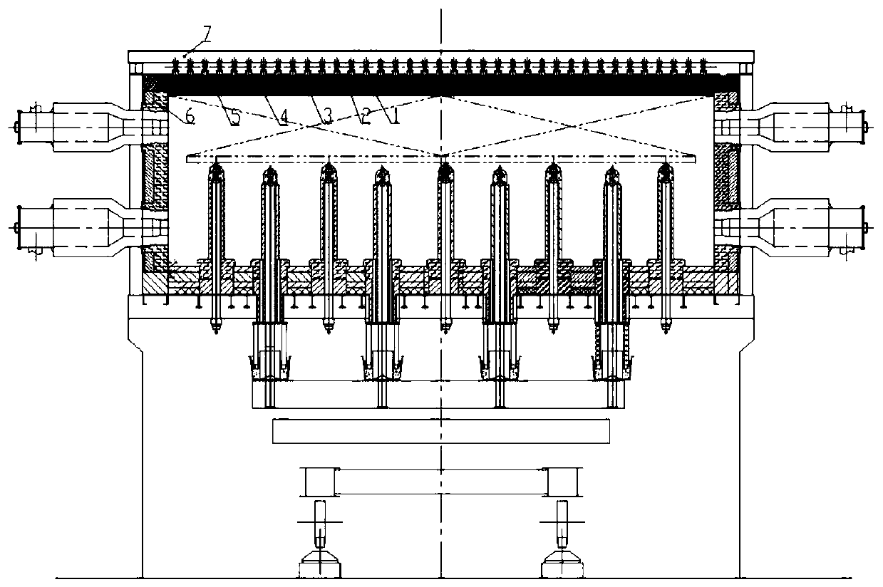 Embedded installation method for heating furnace top energy-saving thermal radiation body