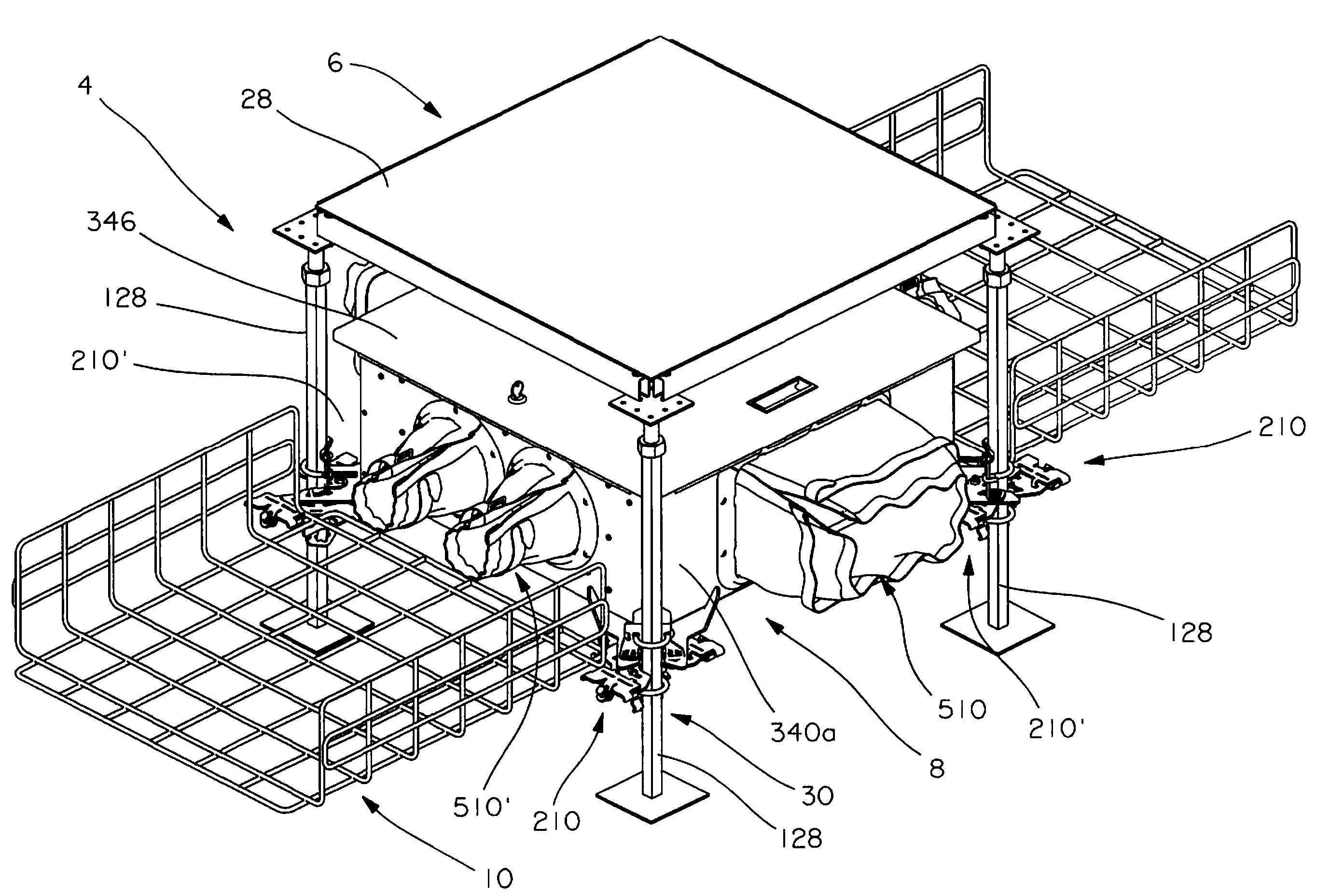 Cable management system for a raised floor grid system