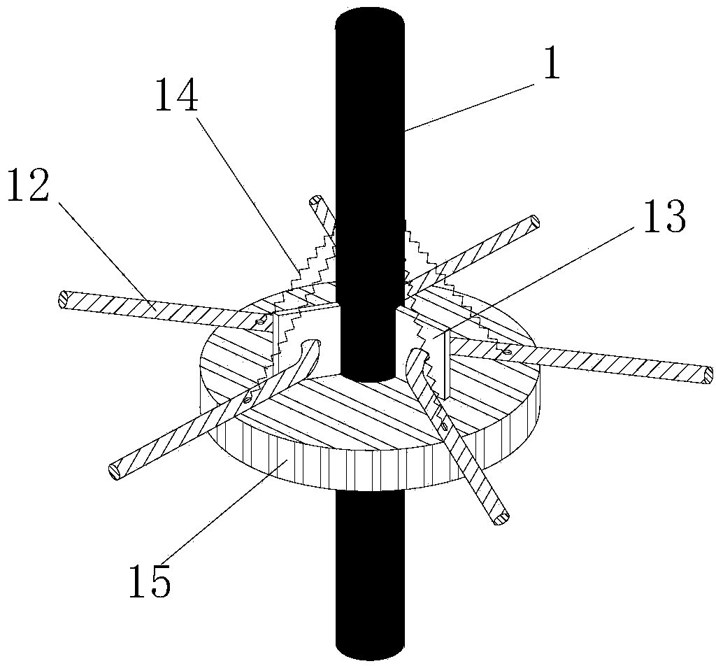 Lead hole implanted anti-floating rock anchor rod with supporting trays and construction method thereof