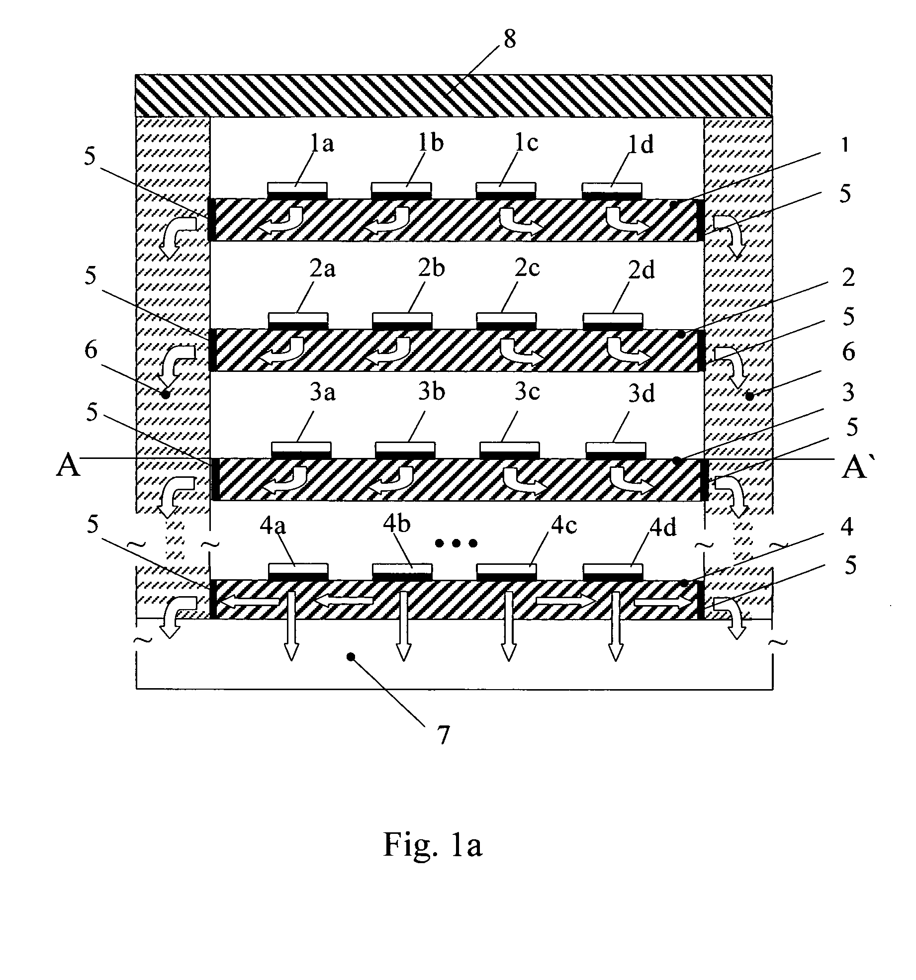 Three-dimensional integrated circuit with integrated heat sinks