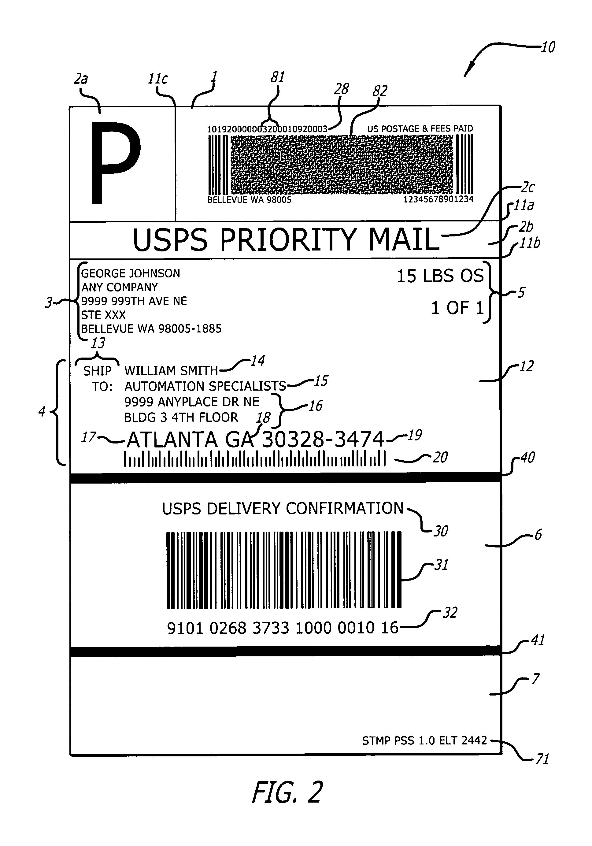 Postal shipping label