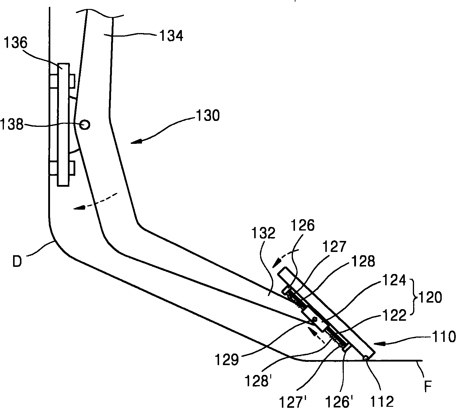 Organ type acceleration pedal assembly employing linear bearing