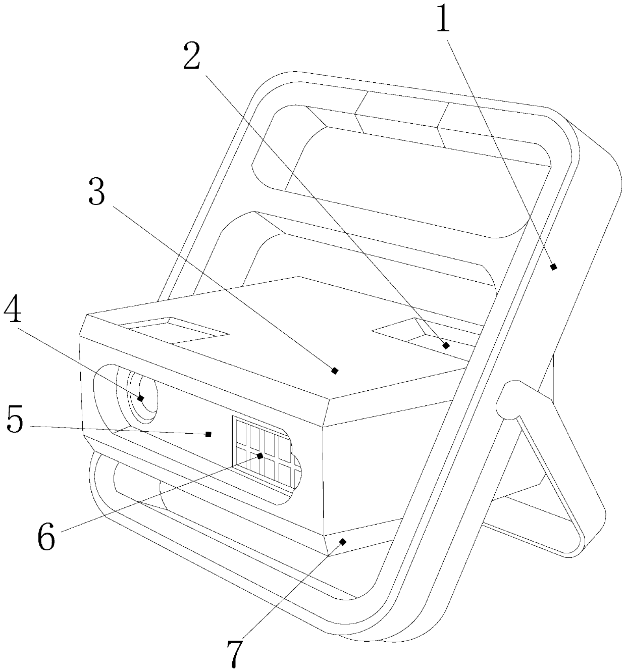 Intelligent wearable folding chair type waist-hanging wireless playing portable projector capable of adjusting angular distance